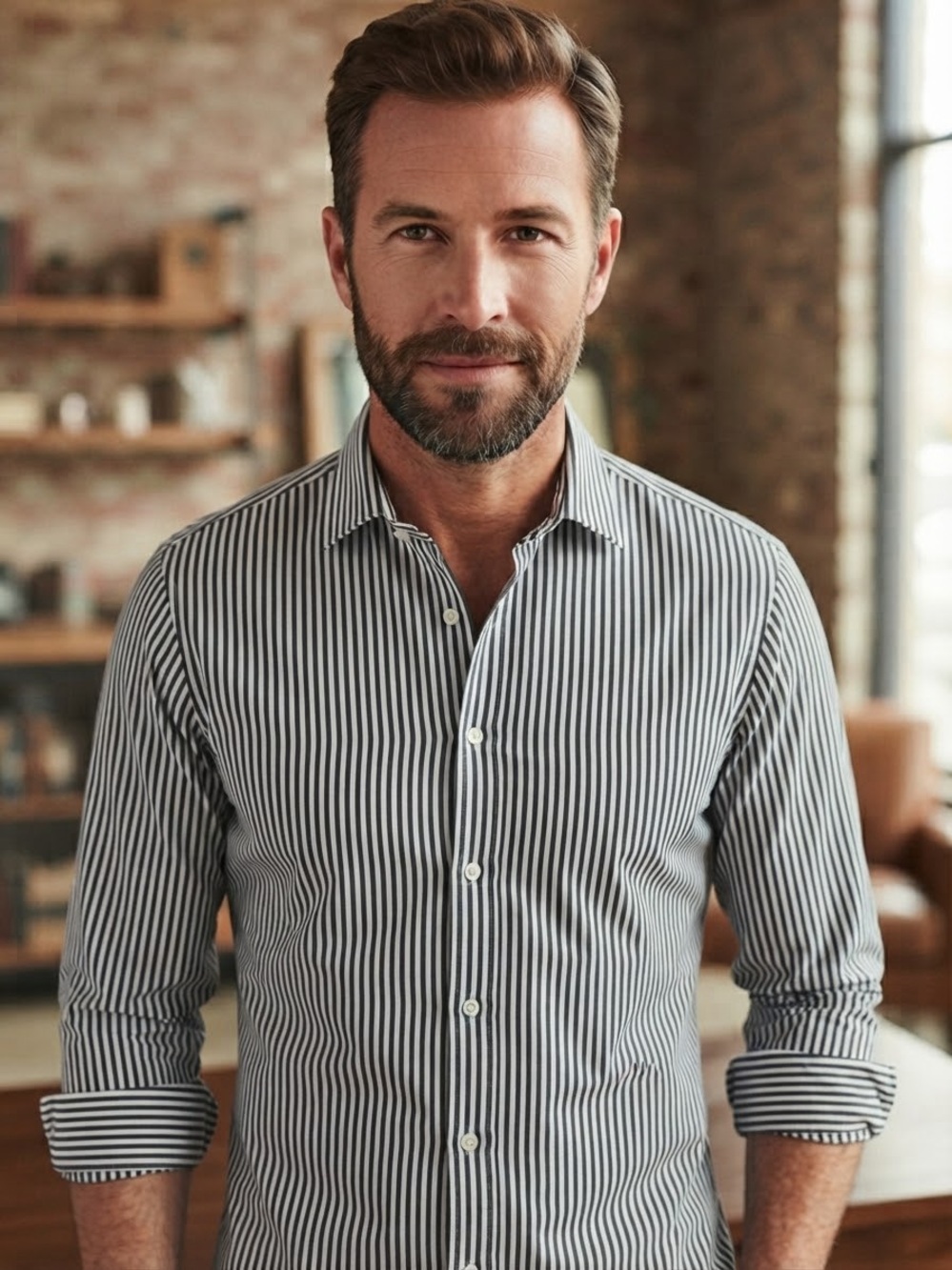 Etro Black and White Vertical Stripe Dress Shirt Made in Italy